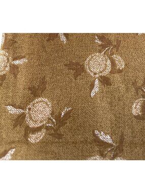 Vintage Brown Cotton Fabric White Fruit Print 20" x 44" Quilting Sewing Material